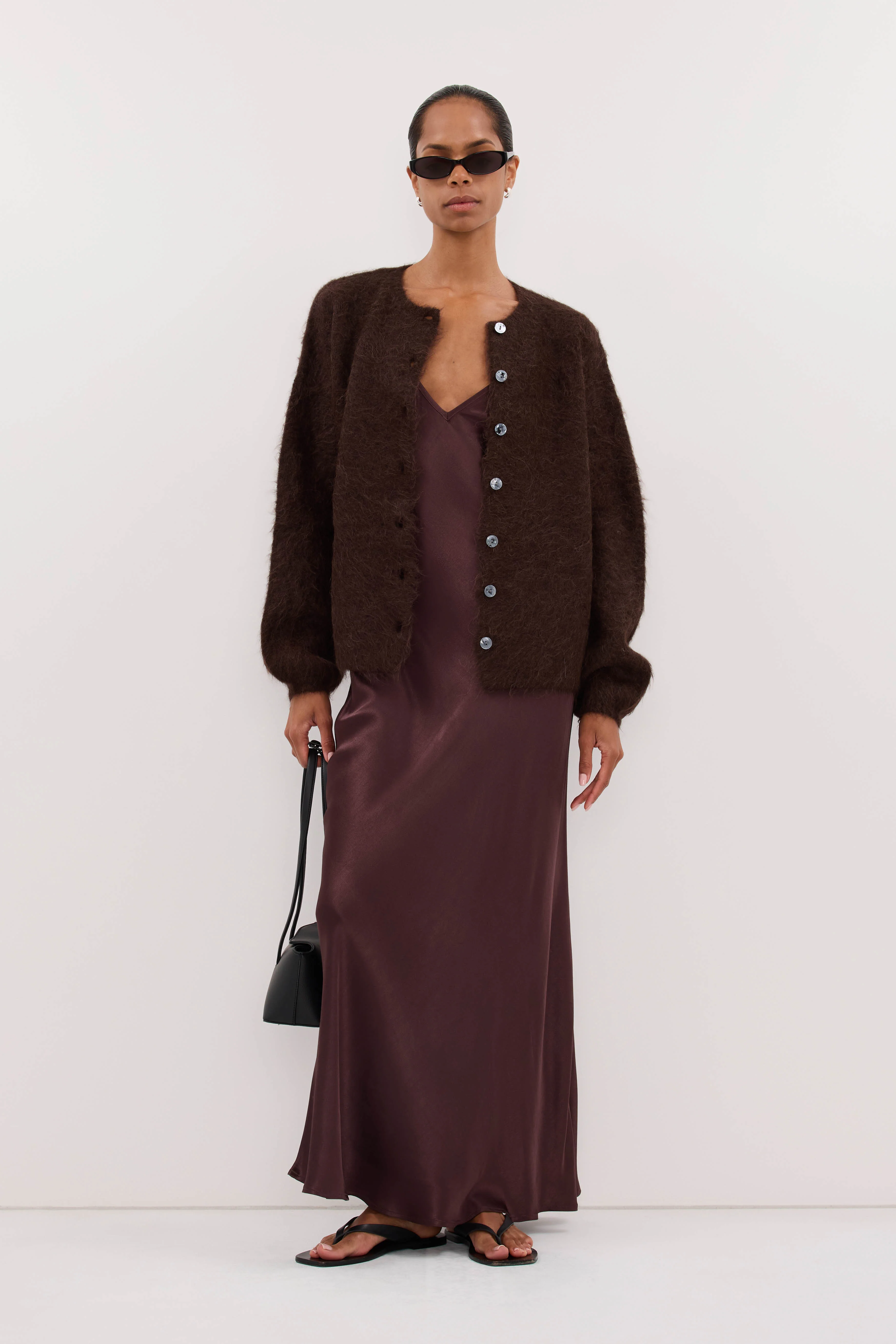 JOEY PLUM CHOC SATIN MAXI DRESS - Image 6