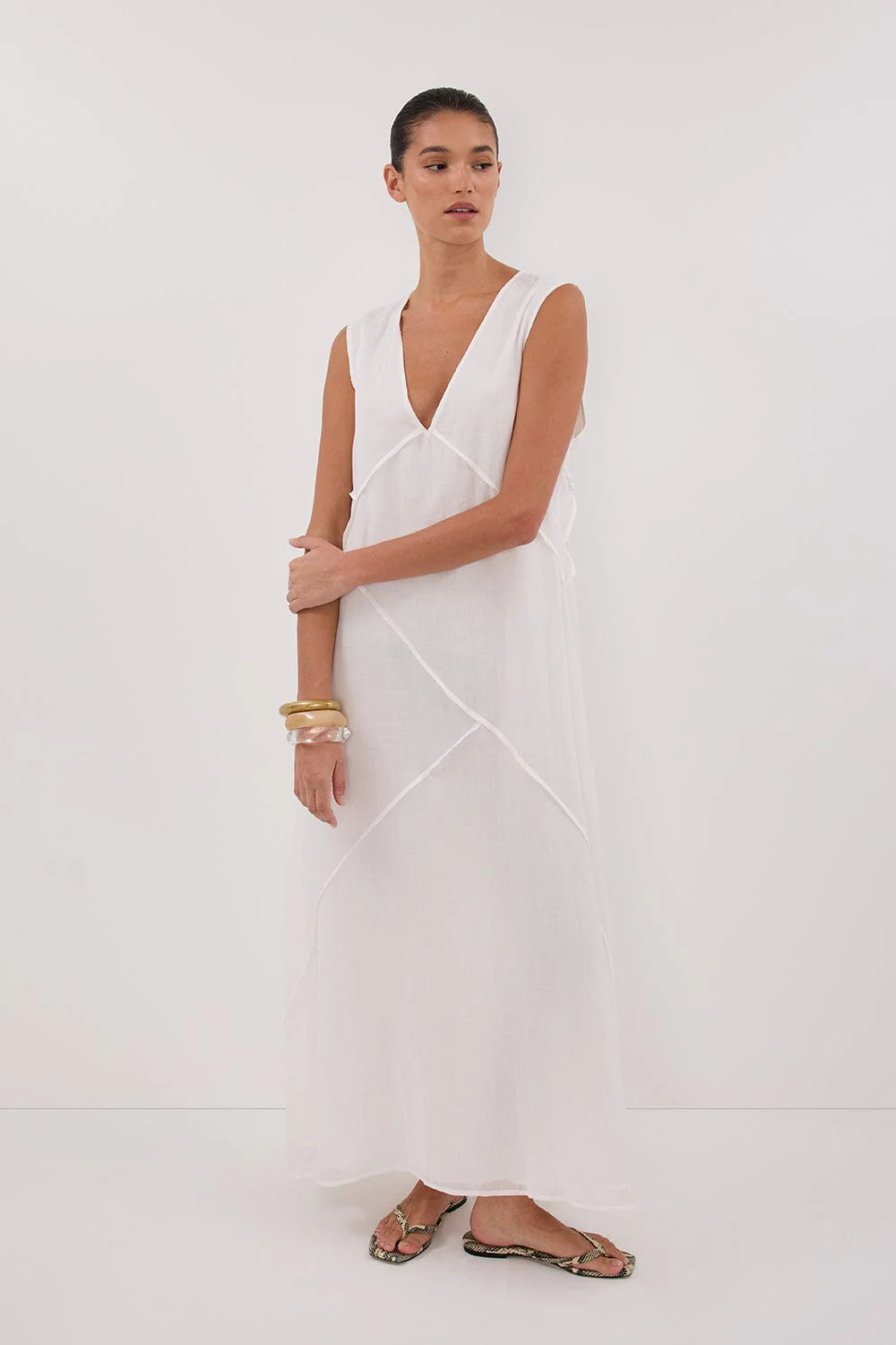 JONA WHITE RAMIE MIDI DRESS - Image 6