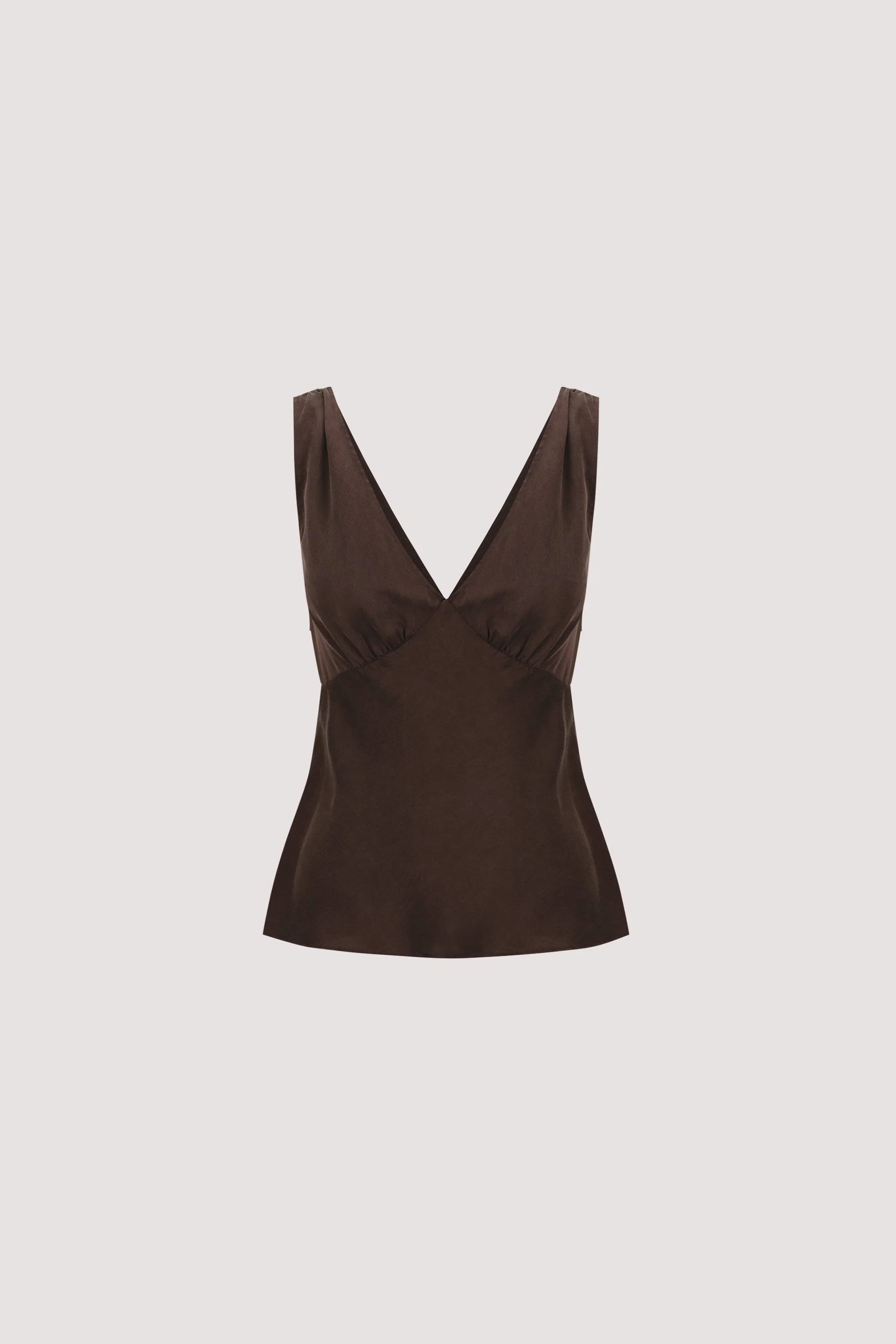 JORJA BITTER CHOC SLEEVELESS SILK TOP - Image 7