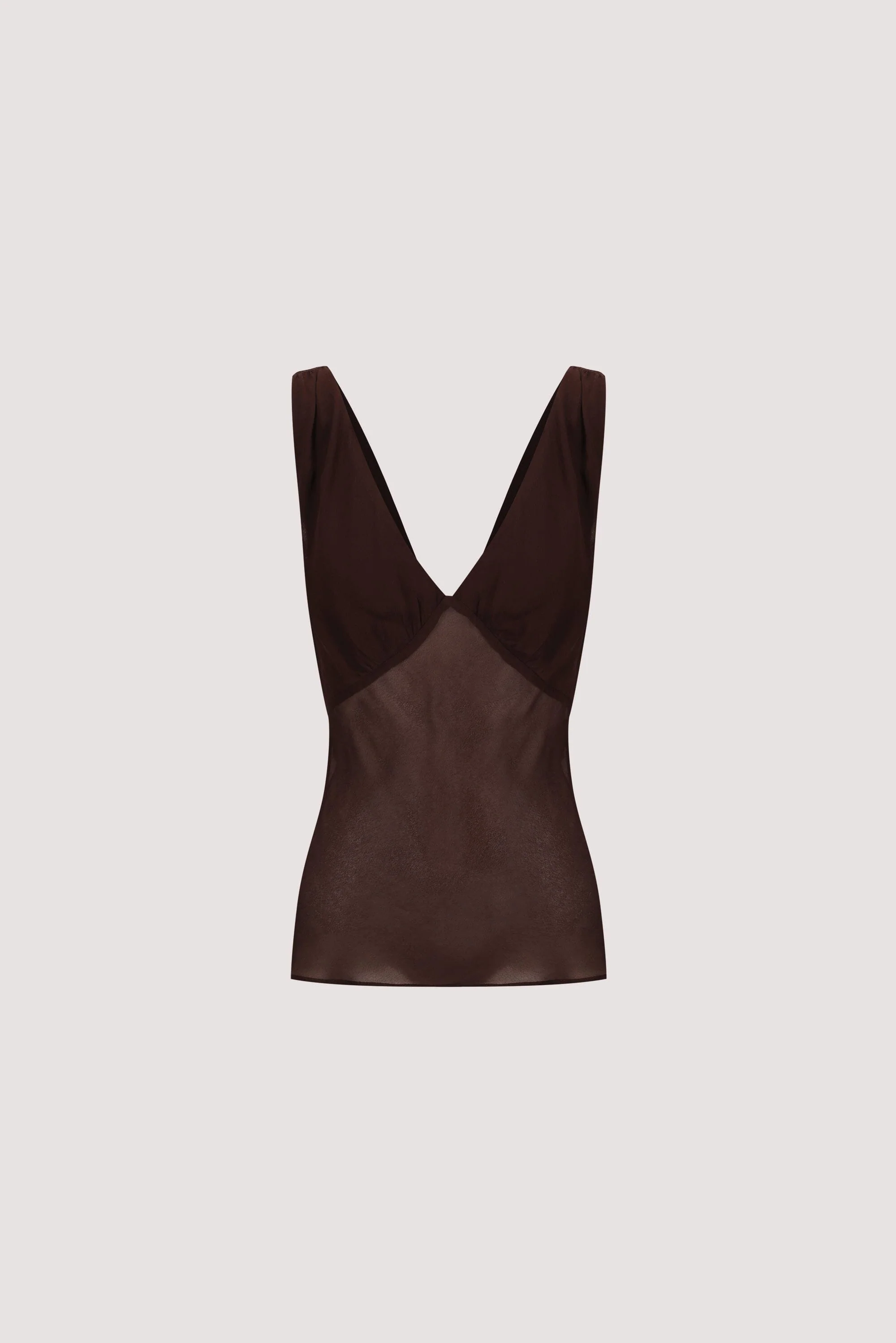 JORJA DARK CHOC SLEEVELESS V NECK TOP - Image 6