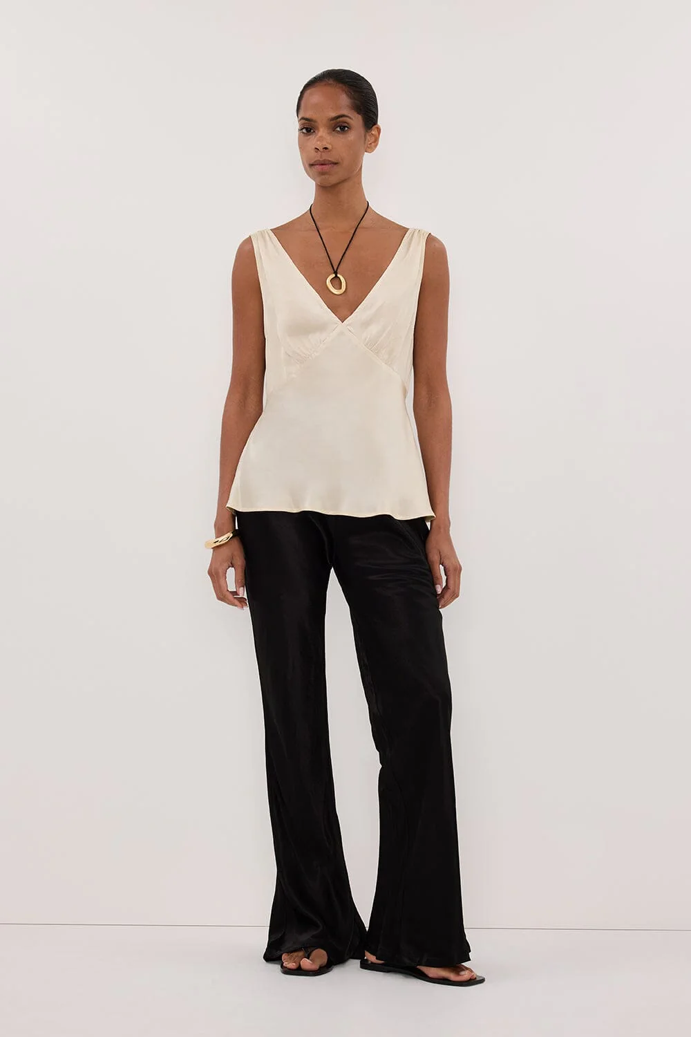 JORJA STRAW SLEEVELESS SILK TOP - Image 2