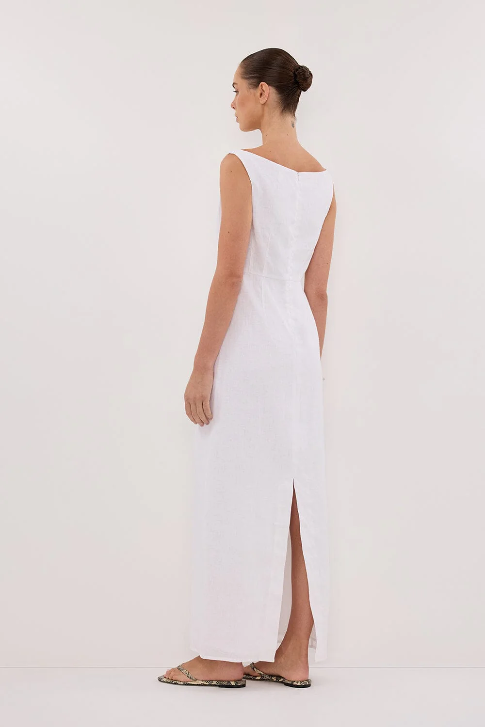 JULE WHITE LINEN MIDI DRESS - Image 4