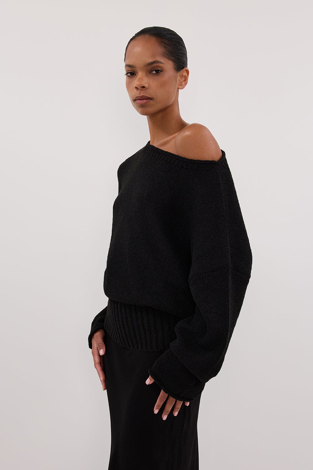 JULES BLACK LONG SLEEVE KNIT TOP - Image 7