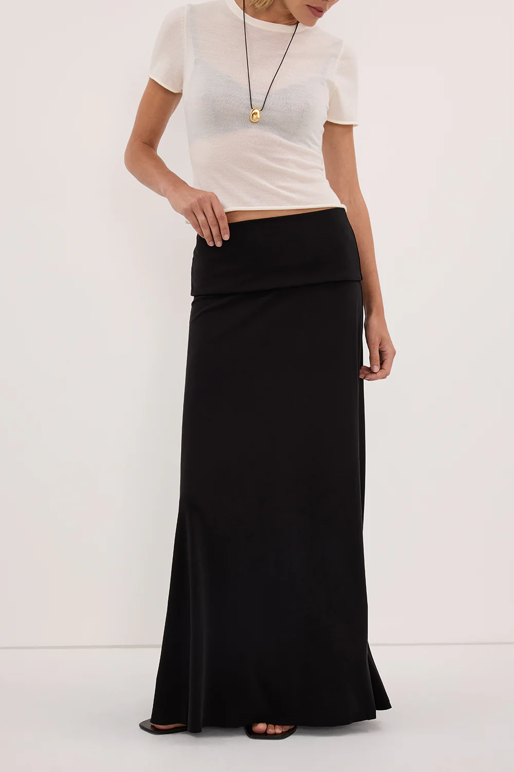 JULIE BLACK MODAL BLEND MAXI SKIRT - Image 2