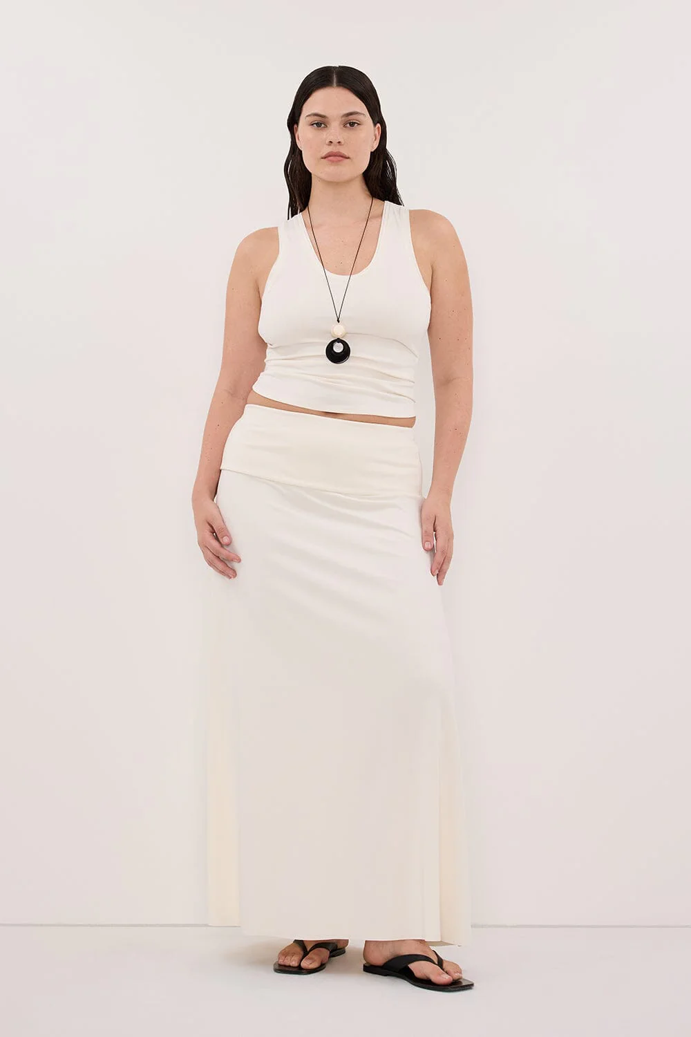 JULIE OFF WHITE MODAL BLEND MAXI SKIRT - Image 6