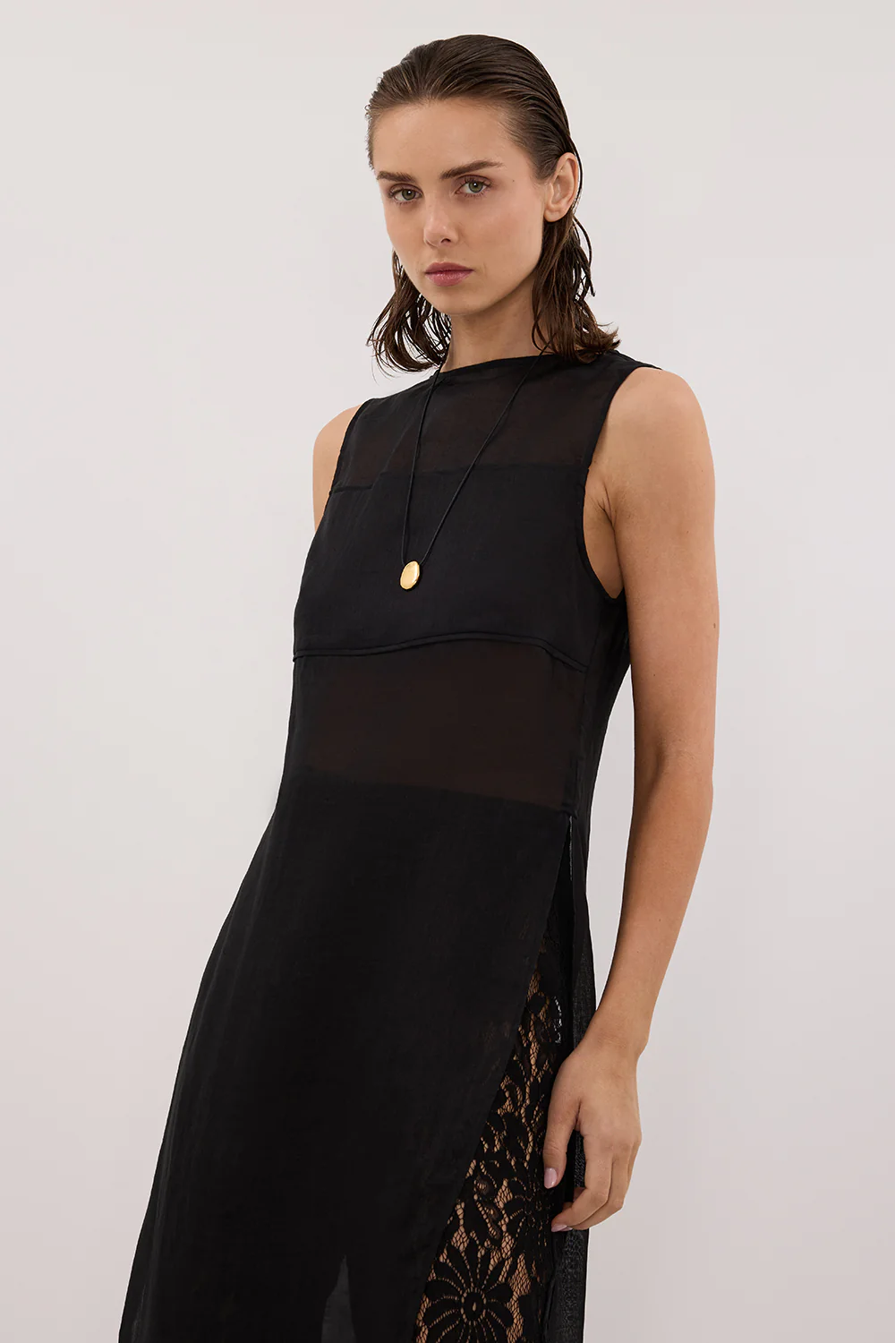 KAI BLACK SLEEVELESS RAMIE TUNIC TOP - Image 6