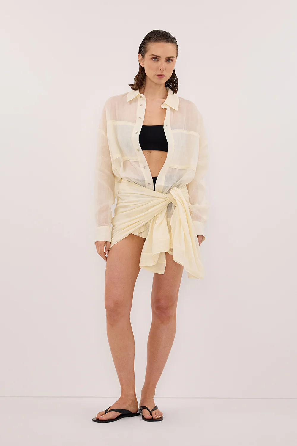 KAI STRAW OVERSIZED RAMIE LONG SLEEVE SHIRT - Image 4