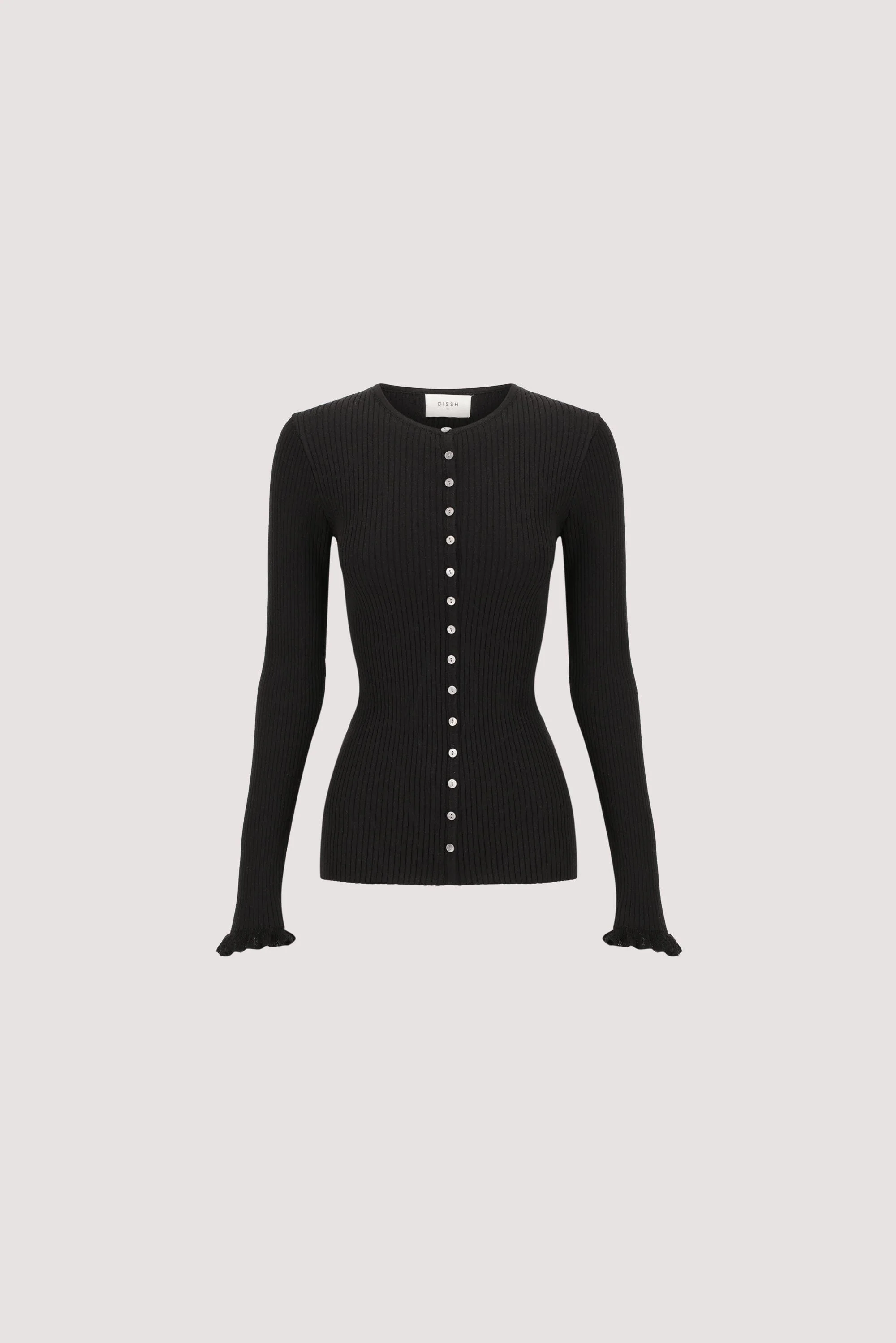 KAIA BLACK RUFFLE KNIT CARDIGAN - Image 8