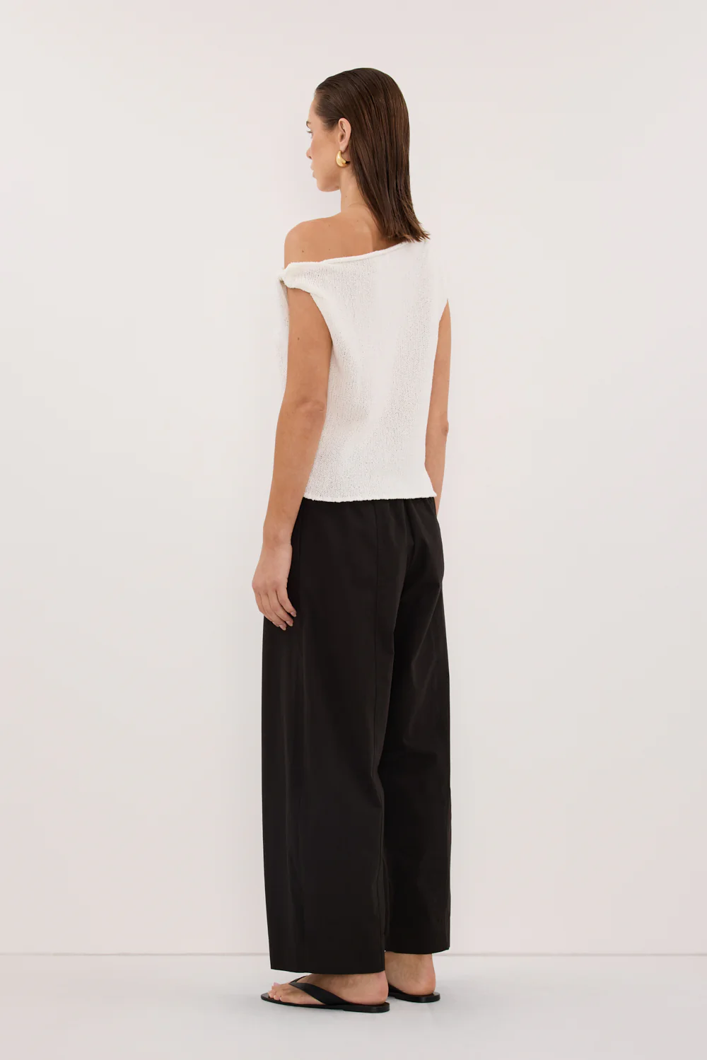 KARA OFF WHITE ASYM KNIT TOP - Image 4