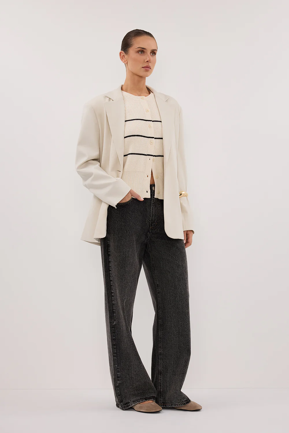 KATE CREAM STRIPE KNIT VEST - Image 3