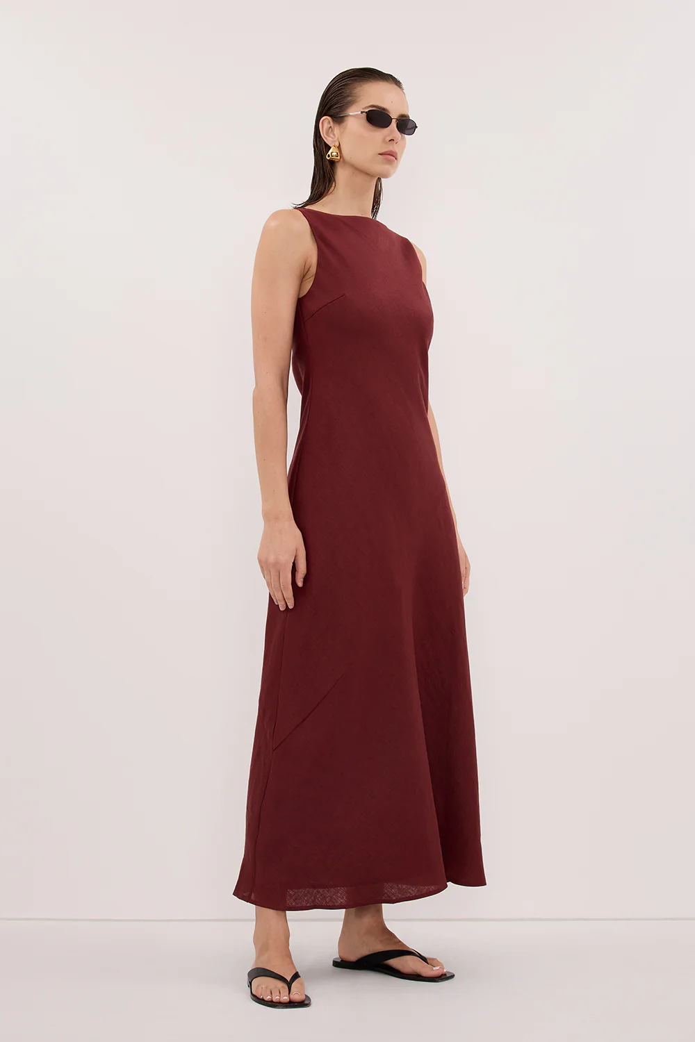 LACY SAHARA SLEEVELESS LINEN MIDI DRESS - Image 3