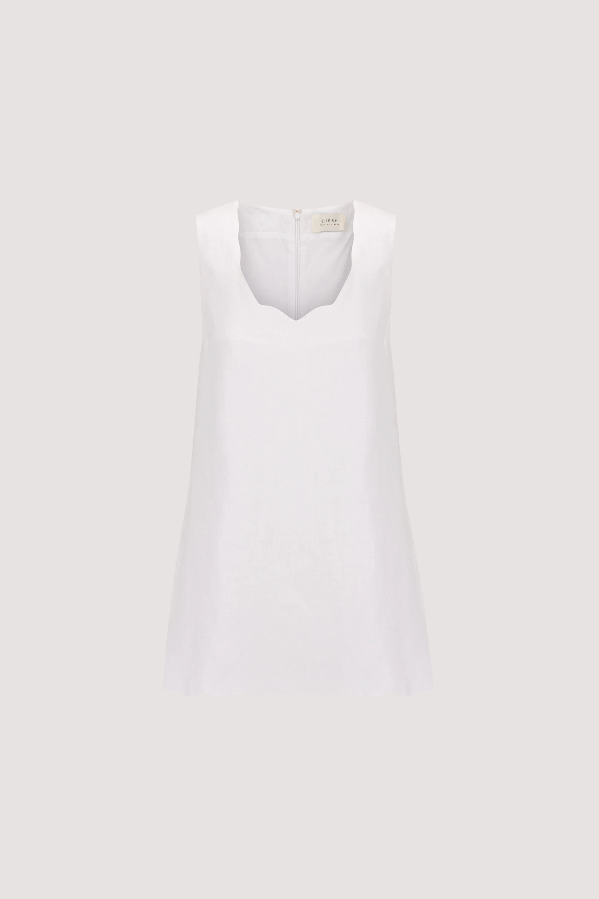 LELA WHITE SLEEVELESS LINEN MINI DRESS - Image 9
