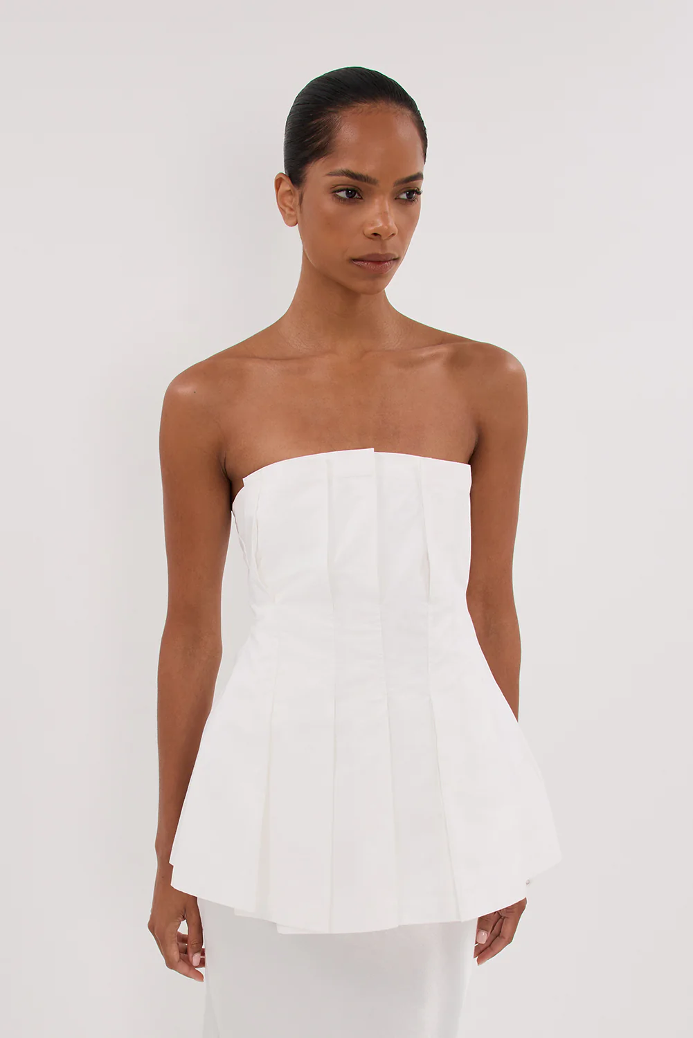LILLY WHITE PLEATED STRAPLESS TOP - Image 2
