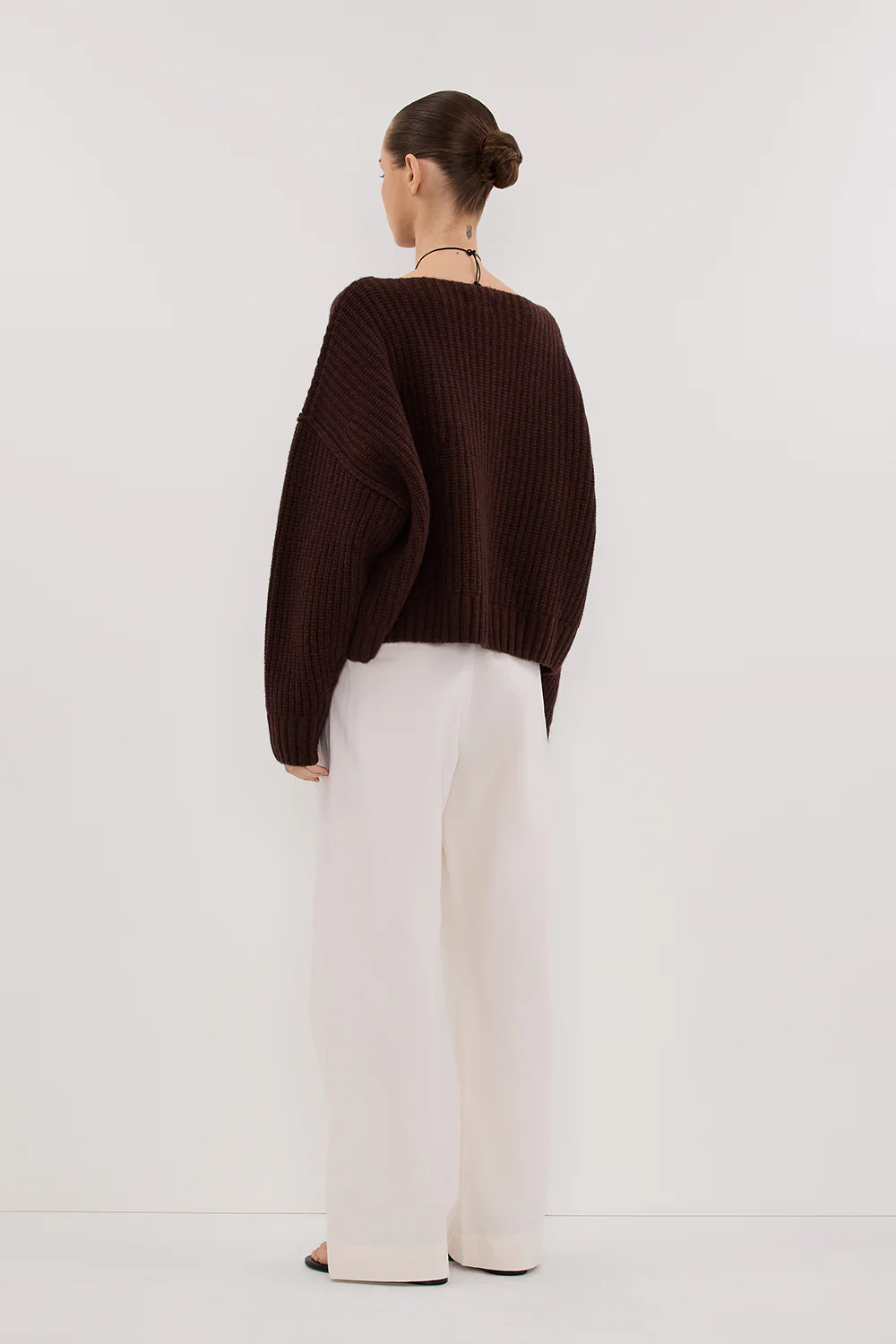 LIN CHOCOLATE BOAT NECK KNIT JUMPER - Image 4