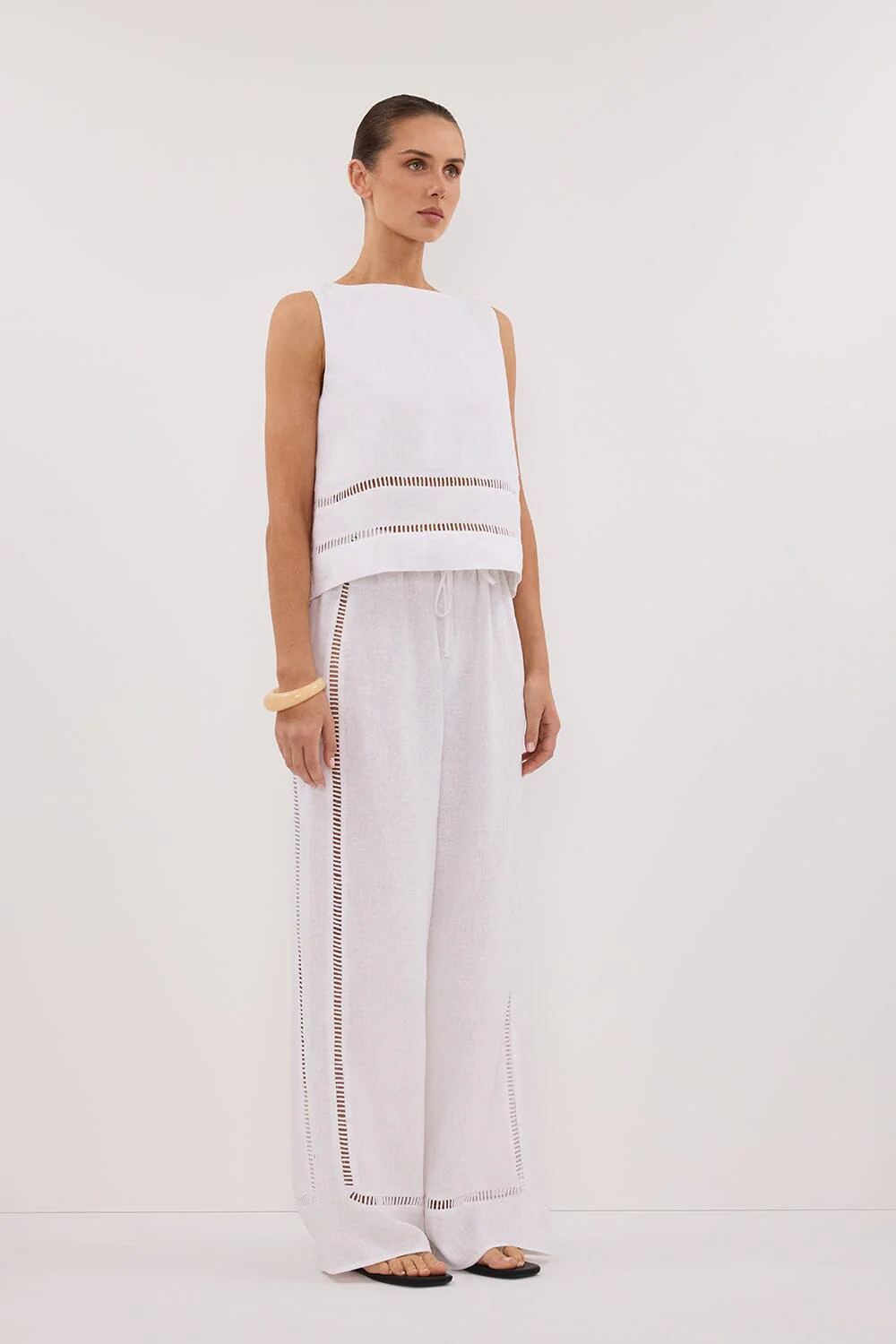 LINDSAY WHITE LINEN PANT - Image 3
