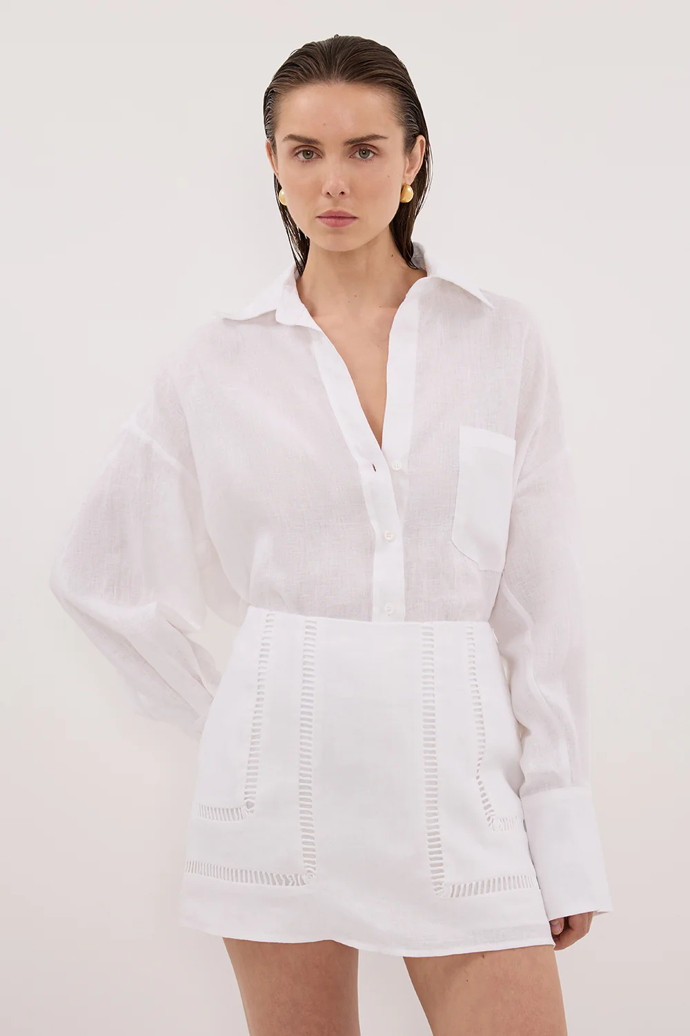 LINDSAY WHITE LINEN SKORT - Image 2