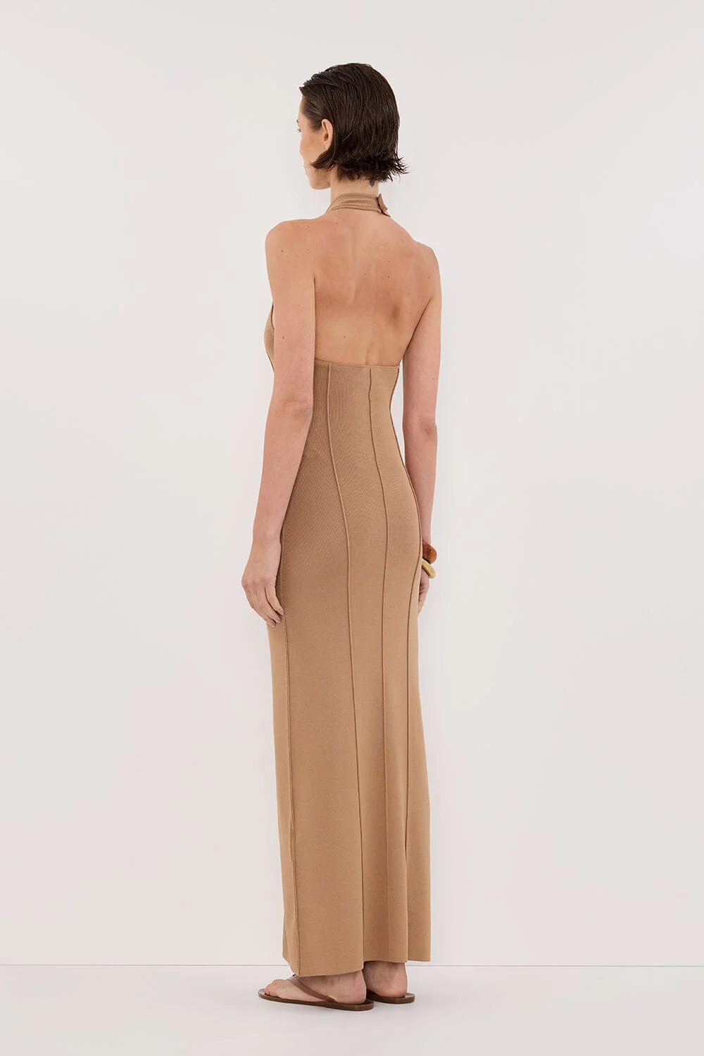 LISS TAN HALTER MAXI DRESS - Image 4