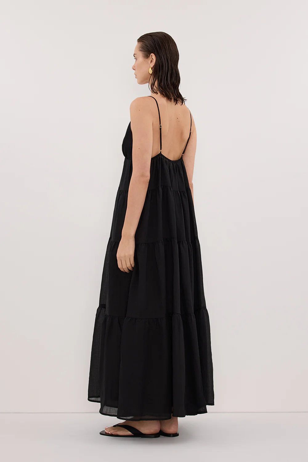 LIZA BLACK RAMIE MIDI DRESS - Image 4