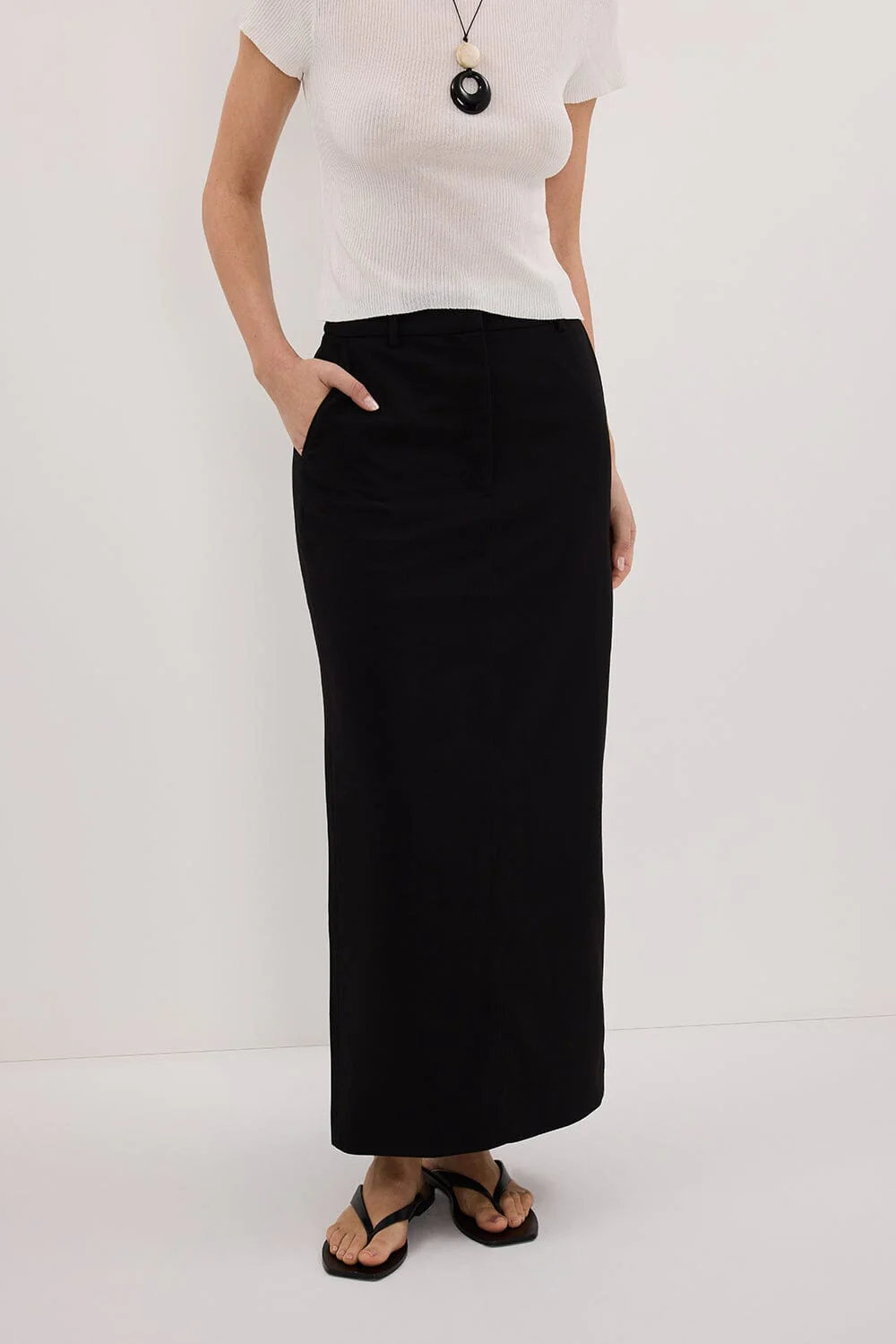 LIZA BLACK TAILORED MIDI SKIRT - Image 2