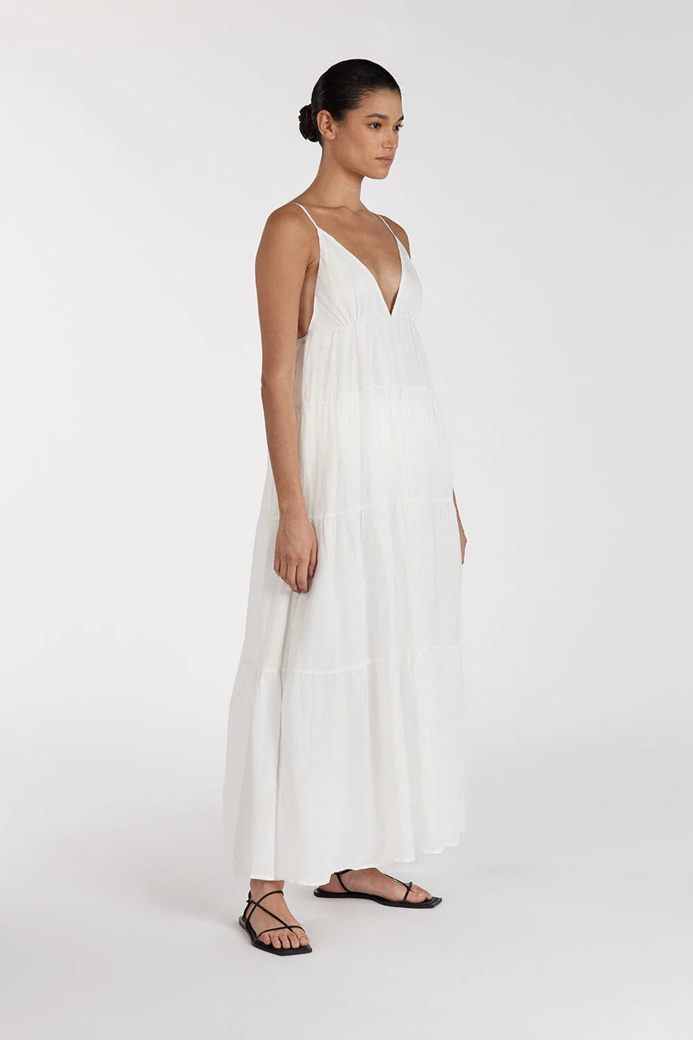 LIZA WHITE RAMIE MIDI DRESS - Image 3