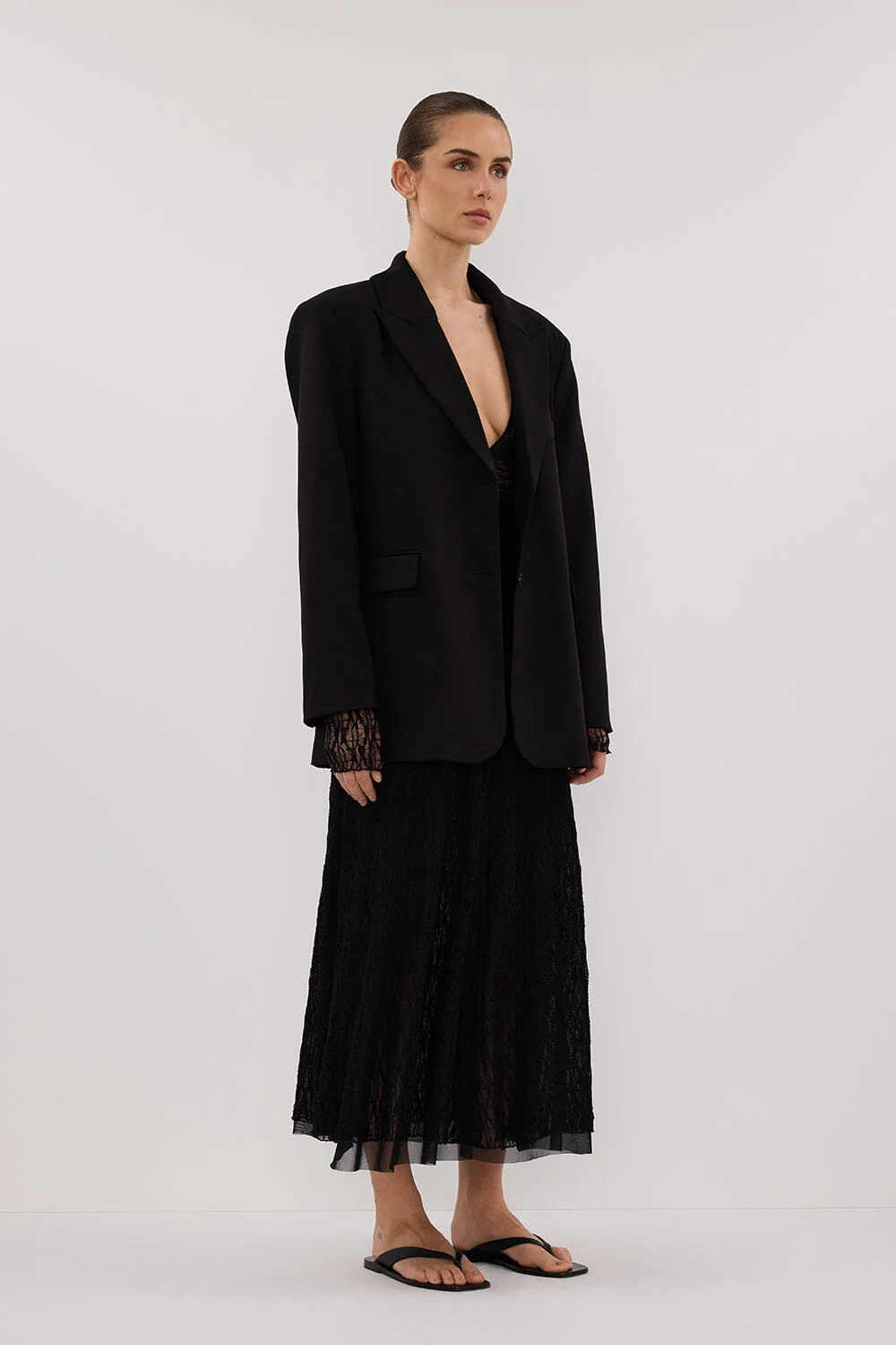 LIZZIE BLACK LACE LONG SLEEVE MAXI DRESS - Image 7