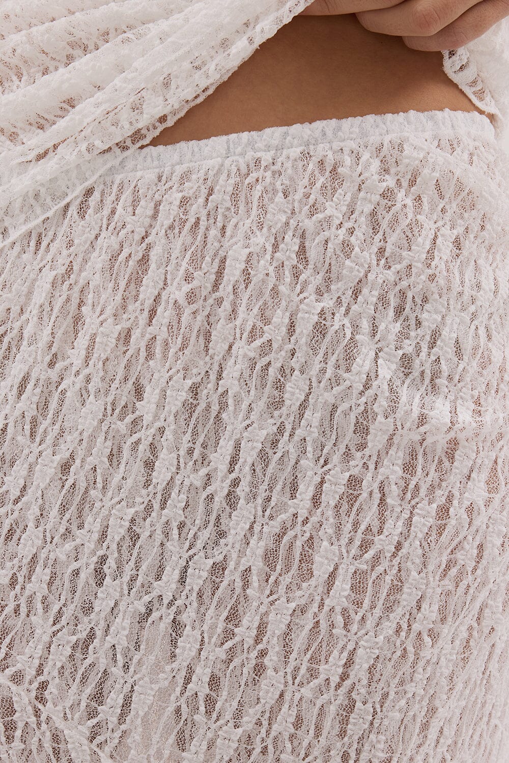 LIZZIE WHITE LAYERED LACE MIDI SKIRT - Image 5