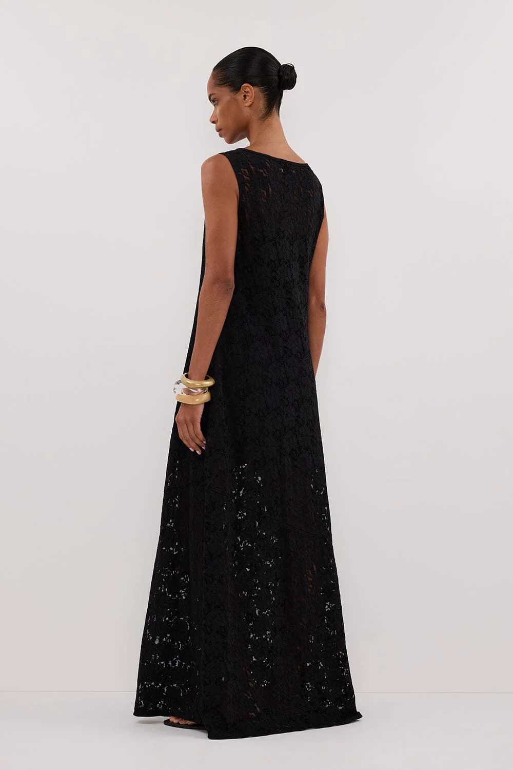 LOULA BLACK LACE MIDI DRESS - Image 4
