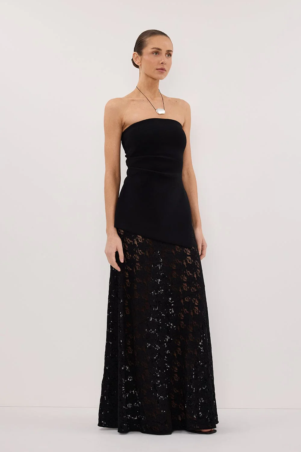 LOULA BLACK LACE MAXI SKIRT - Image 3