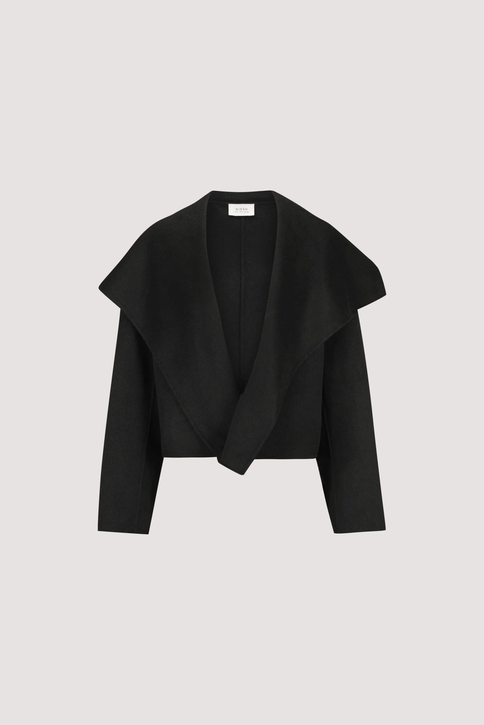 LUCIA BLACK CROPPED WOOL BLEND TRENCH COAT - Image 8
