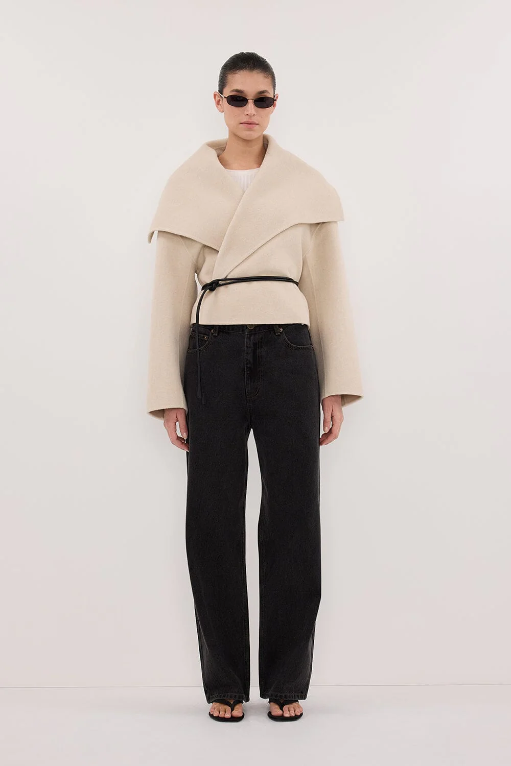 LUCIA BONE CROPPED WOOL BLEND TRENCH COAT - Image 5