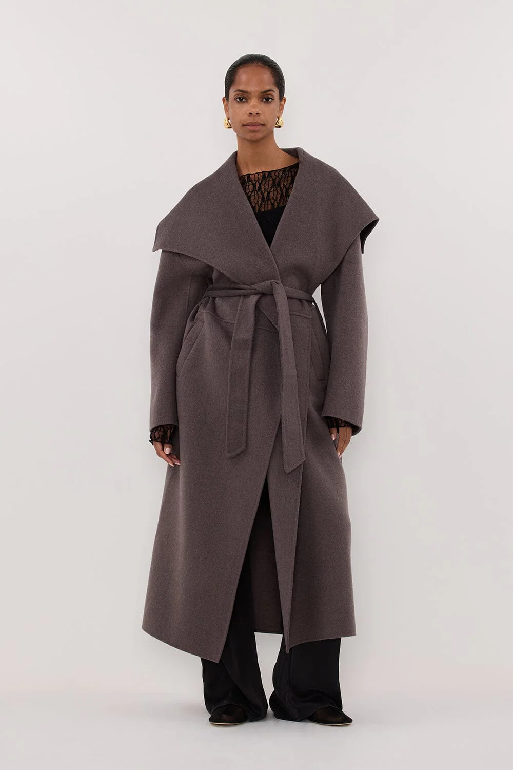 LUCIA TURKISH COFFEE OVERSIZED MARLE COAT - Image 2