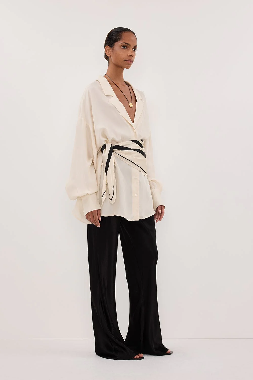 LUCILLE STRAW LONG SLEEVE CUPRO SHIRT - Image 3
