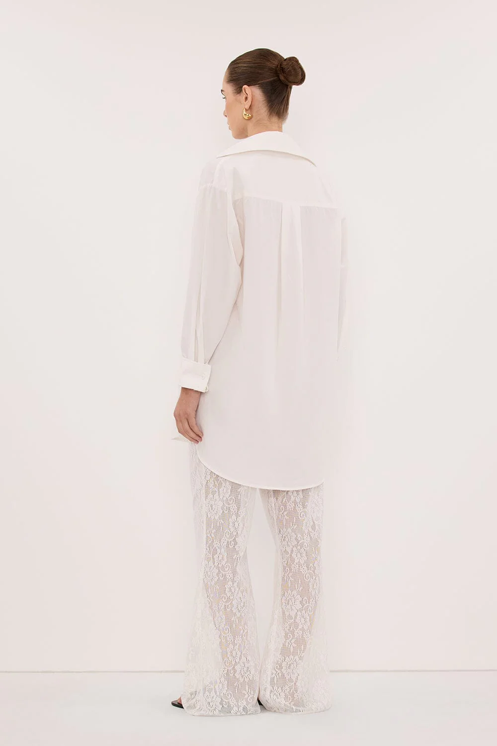 LULU LONGLINE WHITE COTTON SHIRT - Image 5