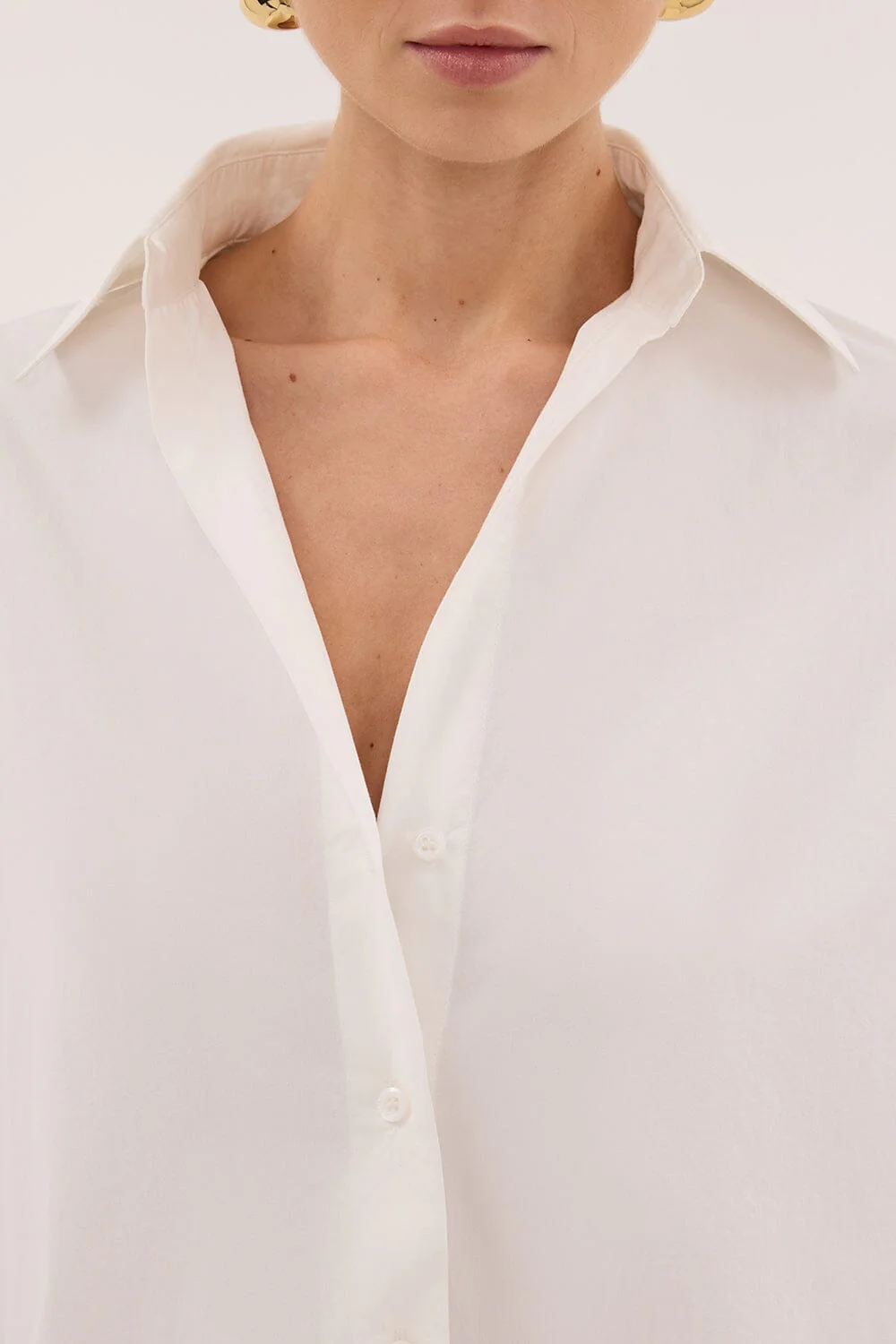 LULU LONGLINE WHITE COTTON SHIRT - Image 6