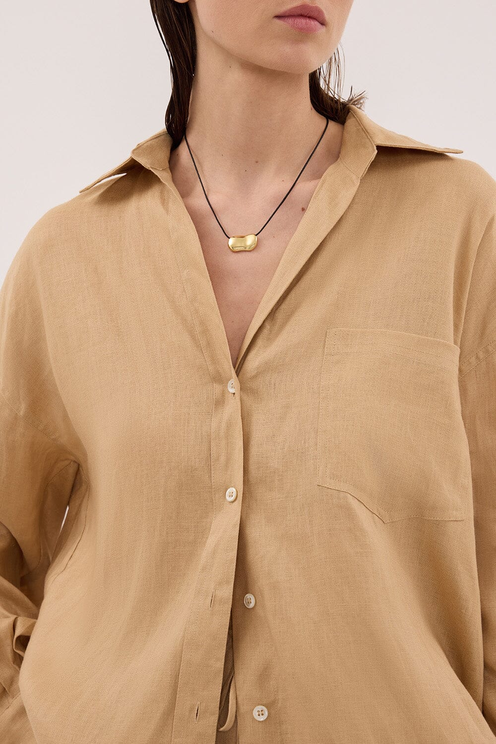 LUNE TAN OVERSIZED LINEN SHIRT - Image 5