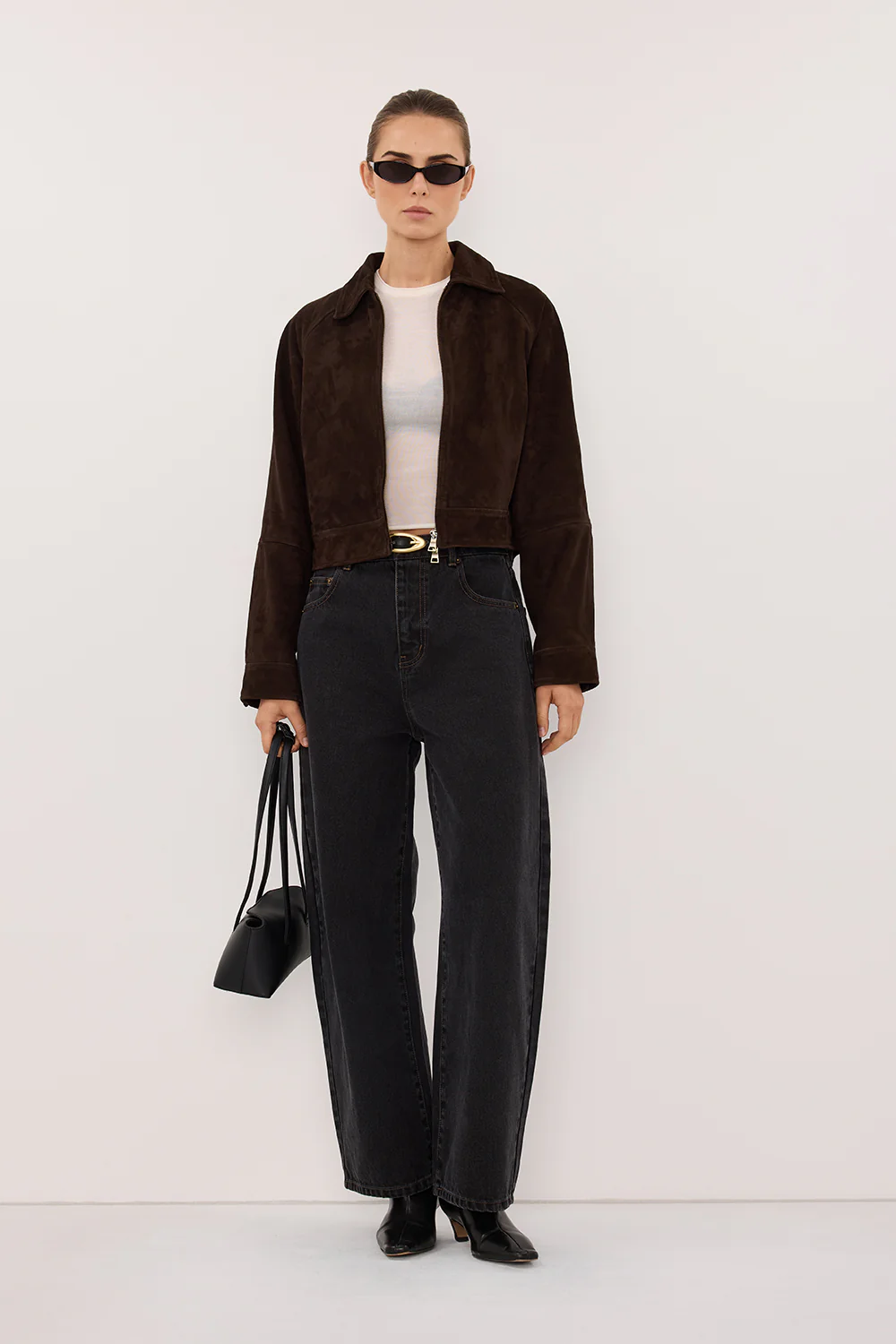 MAEVE BITTER CHOC SUEDE CROPPED JACKET - Image 7