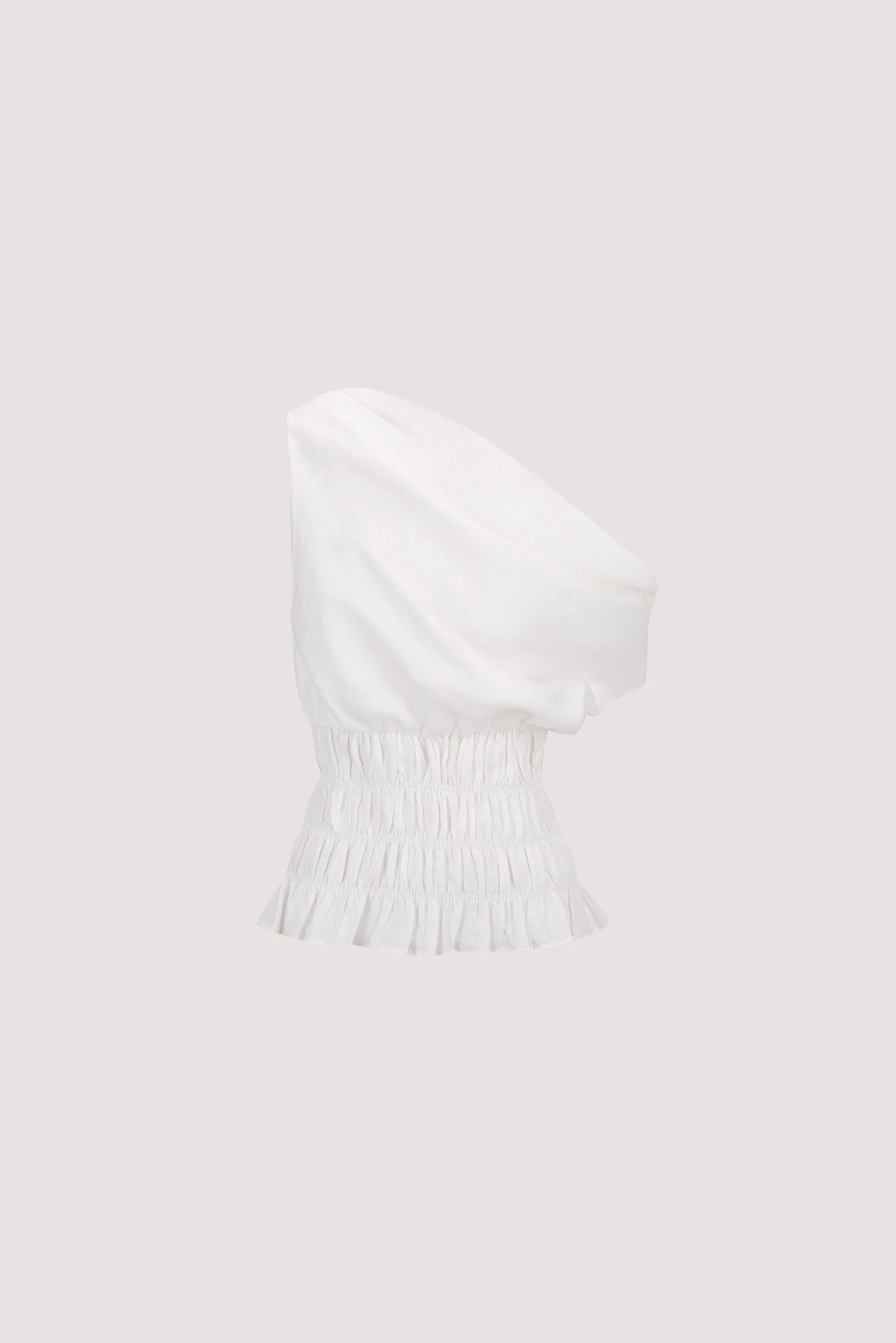 MAIA WHITE SLEEVELESS LINEN SHIRRED TOP - Image 9