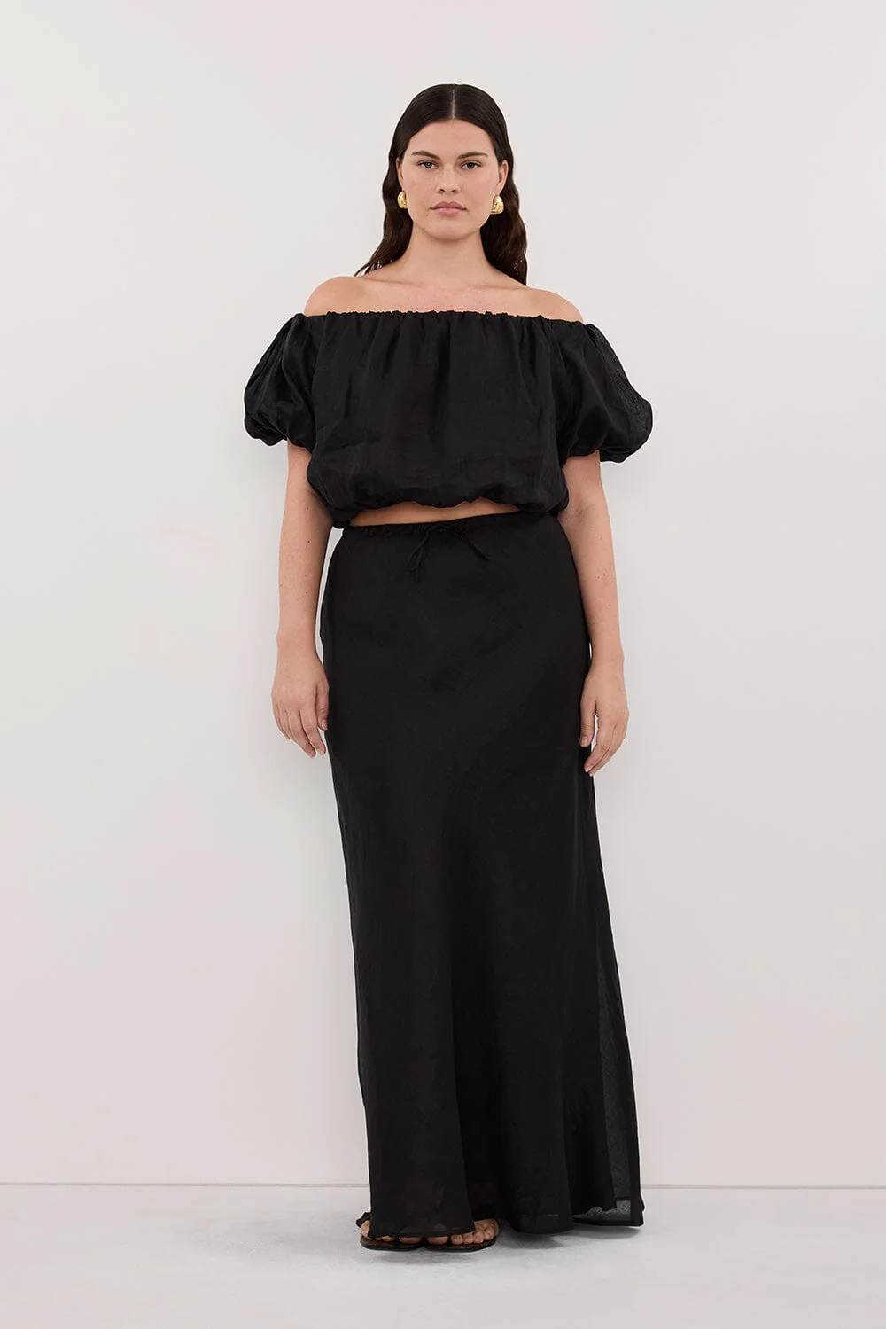 MAISON BLACK RAMIE BIAS MAXI SKIRT - Image 6