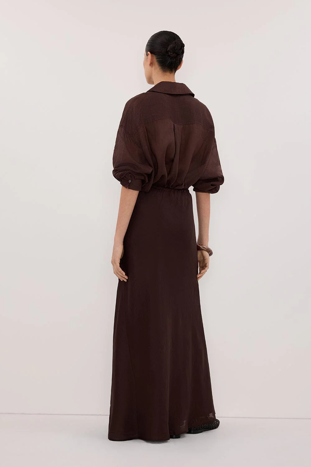 MAISON BURNT CHOC RAMIE BIAS MAXI SKIRT - Image 4