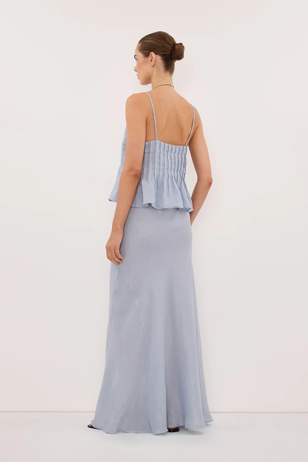 MAISON DUSTY BLUE RAMIE BIAS MAXI SKIRT - Image 3