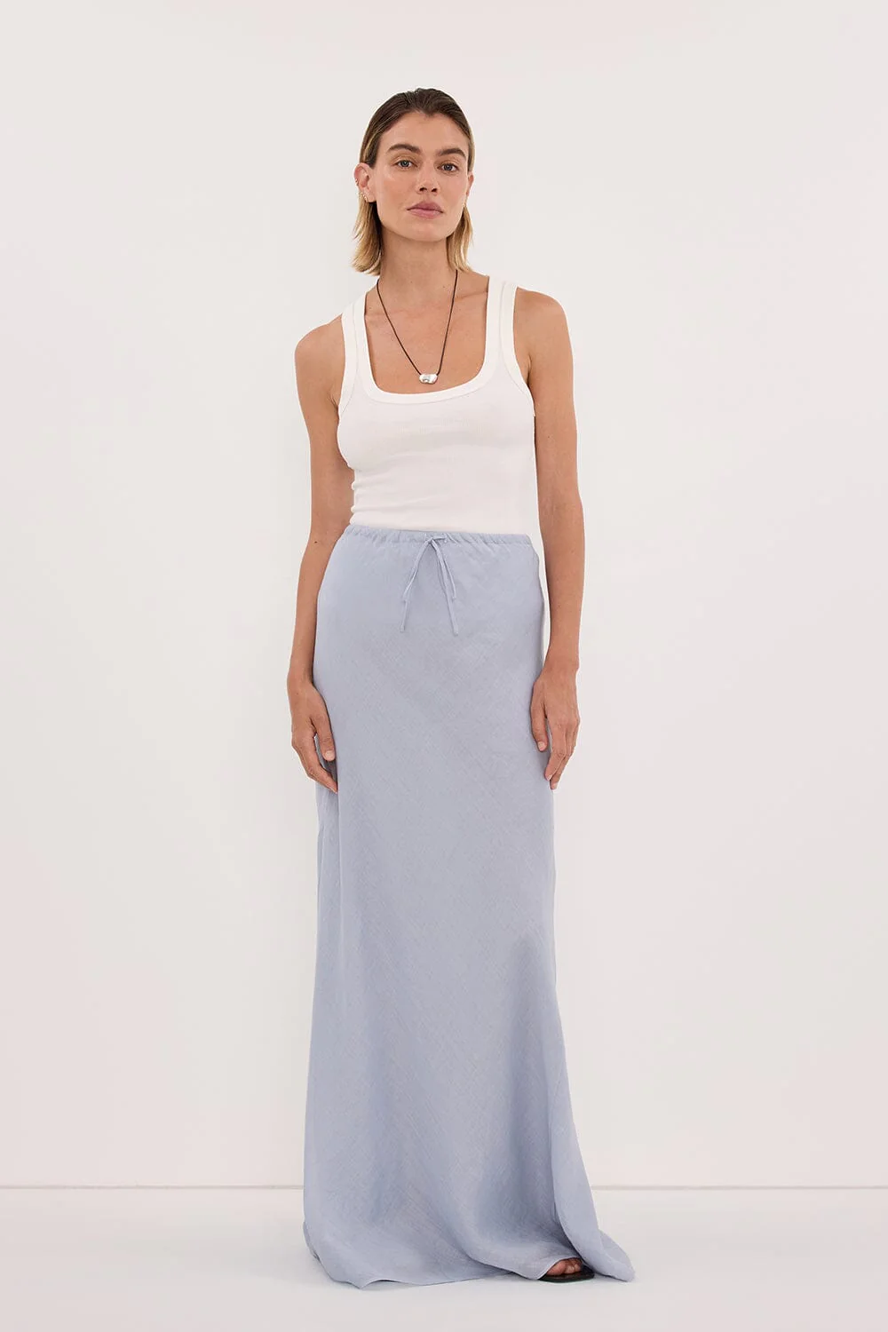 MAISON DUSTY BLUE RAMIE BIAS MAXI SKIRT - Image 6