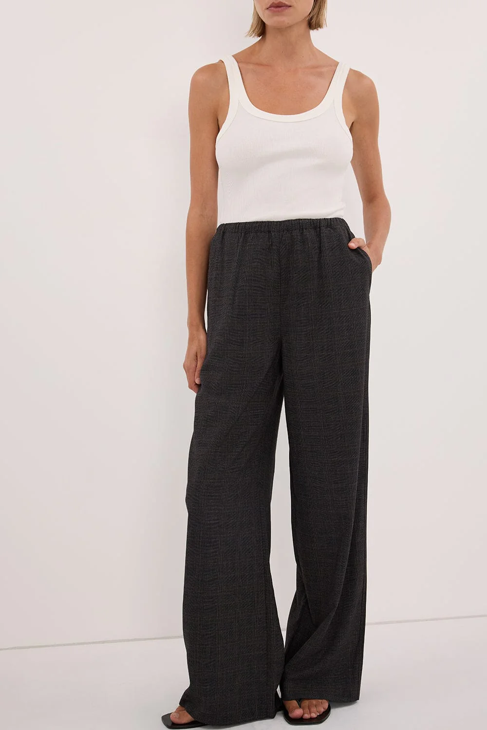 MARCO GREY PLAID ELASTIC PANT - Image 3