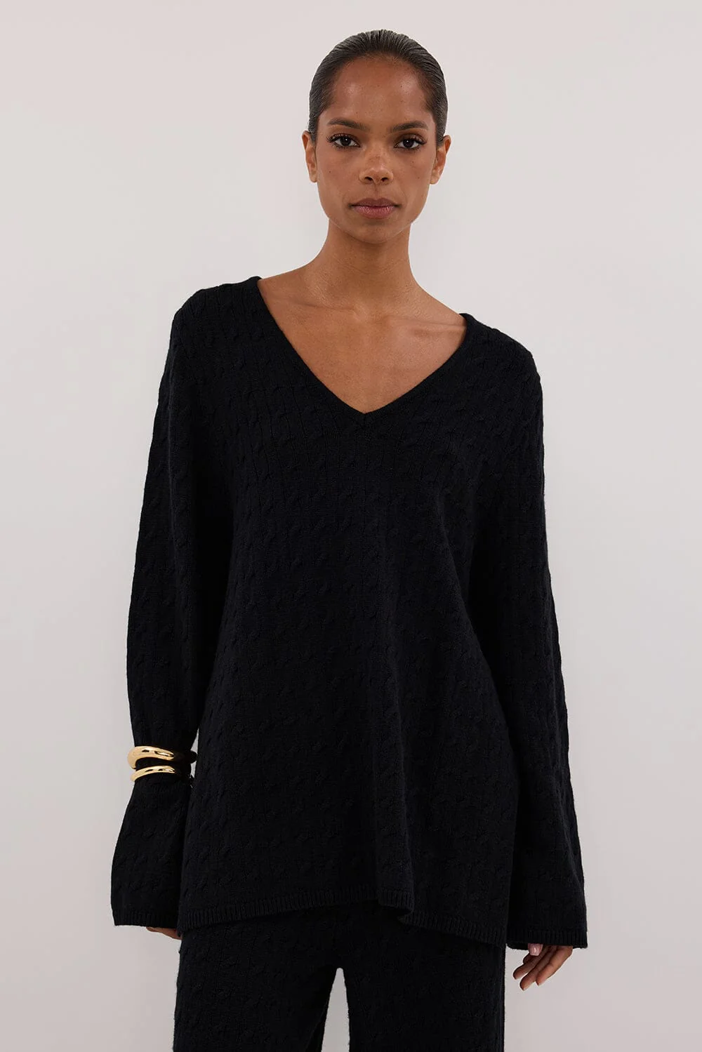 MAREN BLACK CABLE KNIT JUMPER - Image 2
