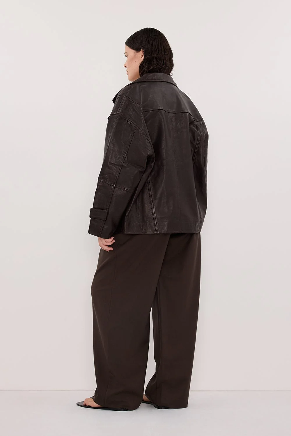 MARGOT CHOC OVERSIZED LEATHER JACKET - Image 7