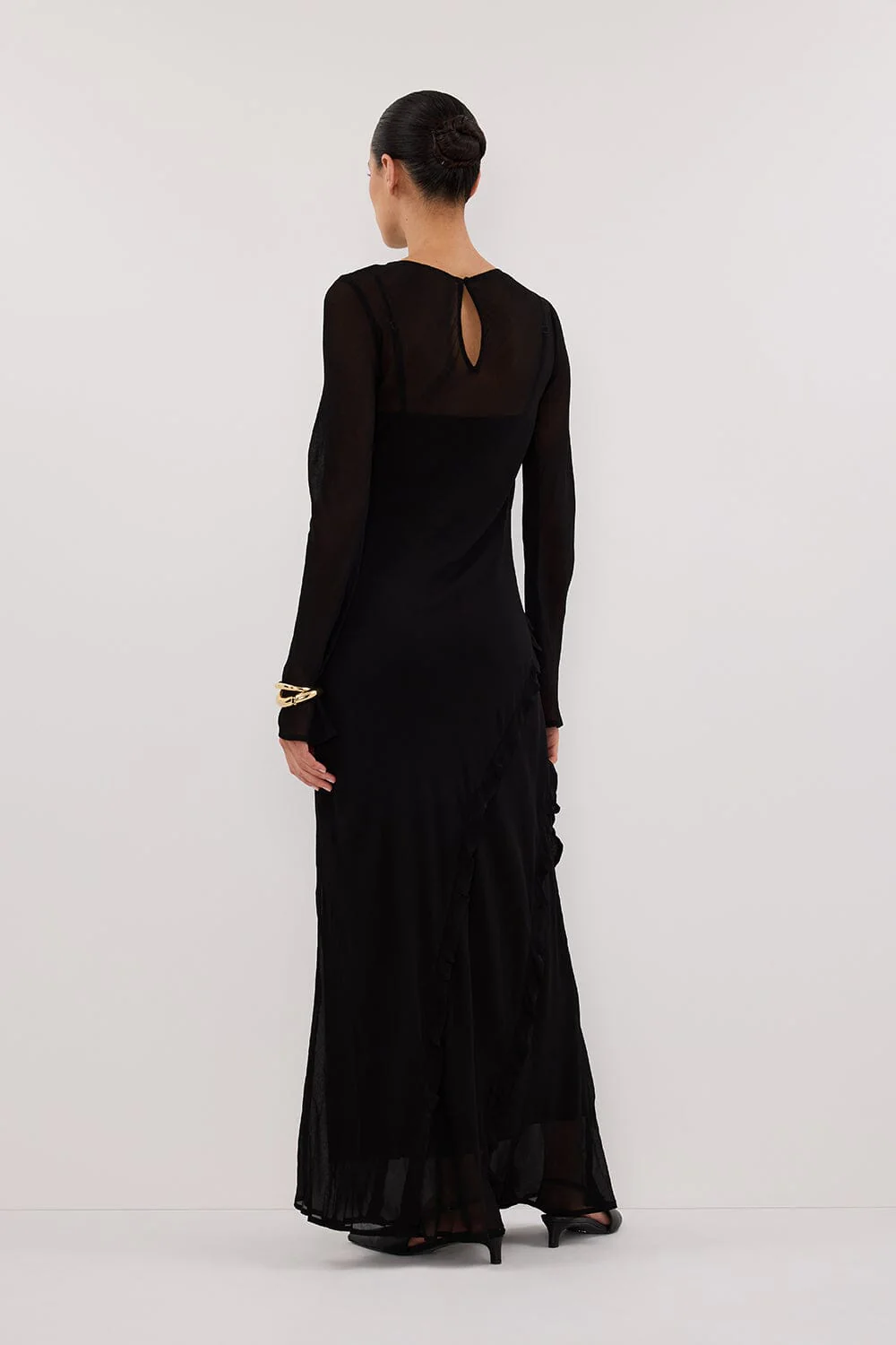 MARISSA BLACK LONG SLEEVE MAXI DRESS - Image 4