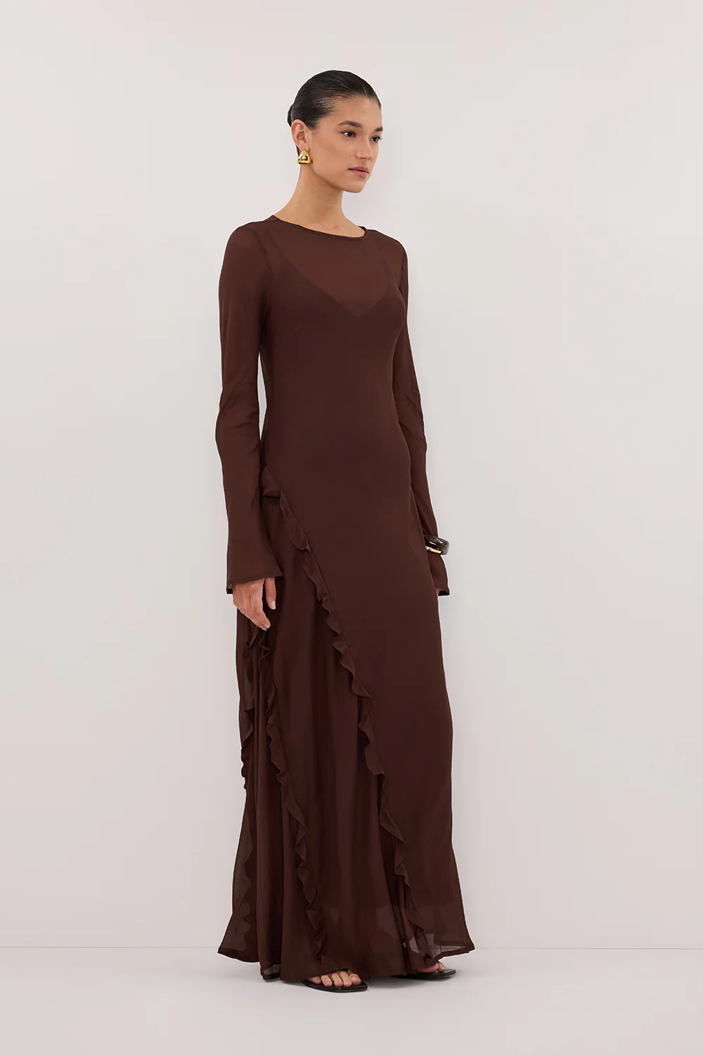 MARISSA CHOC LONG SLEEVE MAXI DRESS - Image 3