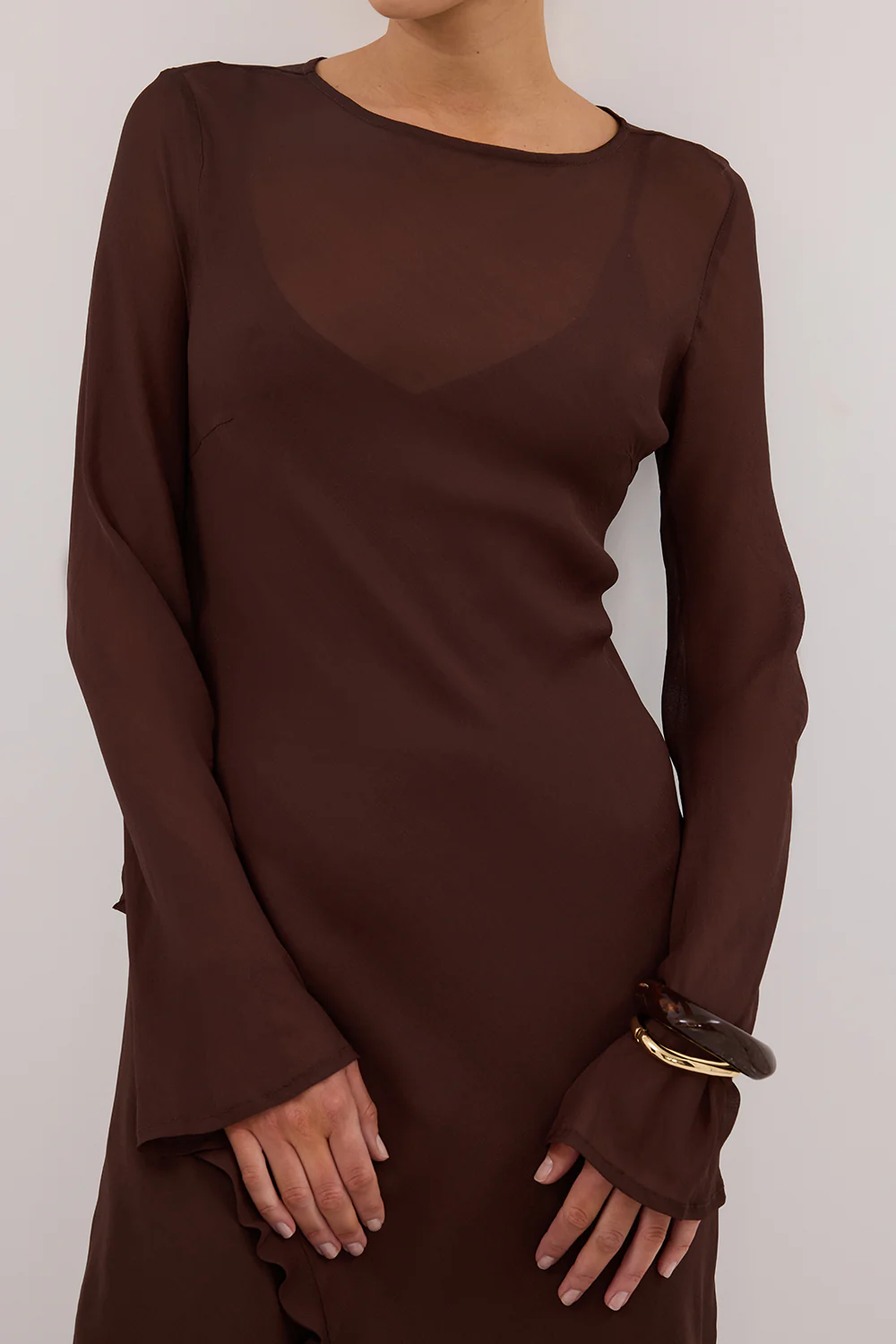 MARISSA CHOC LONG SLEEVE MAXI DRESS - Image 5