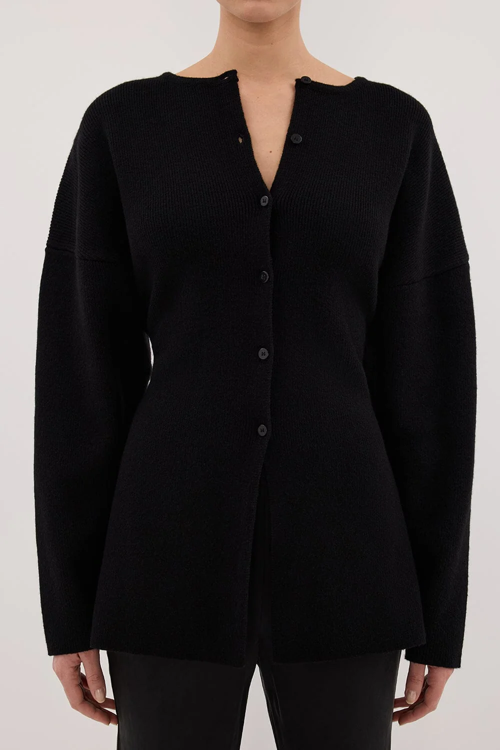 MARTHA BLACK CINCHED KNIT CARDIGAN - Image 5