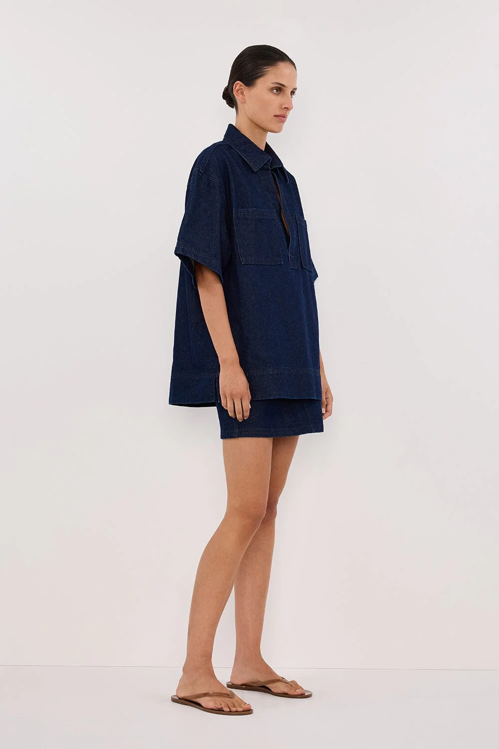 MASON INDIGO DENIM MINI SKIRT - Image 3