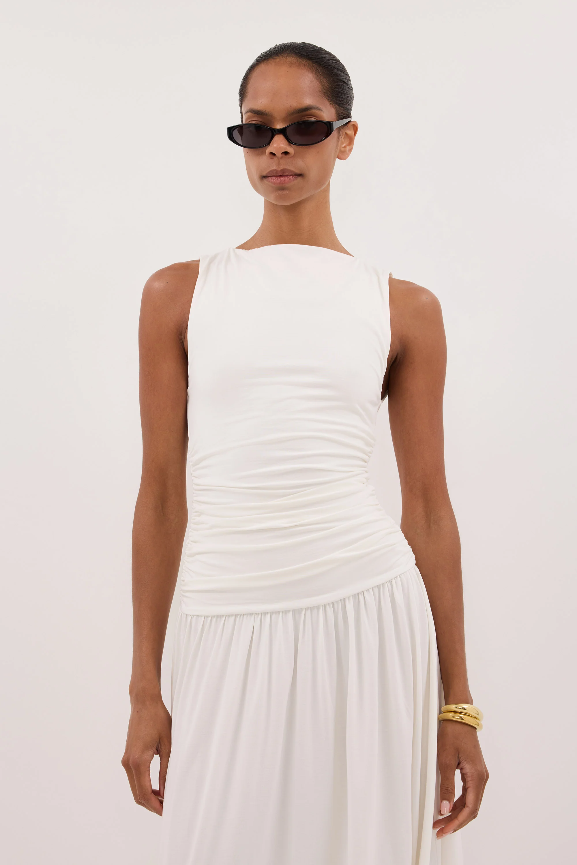 MEG OFF WHITE SLEEVELESS KNIT MIDI DRESS - Image 3